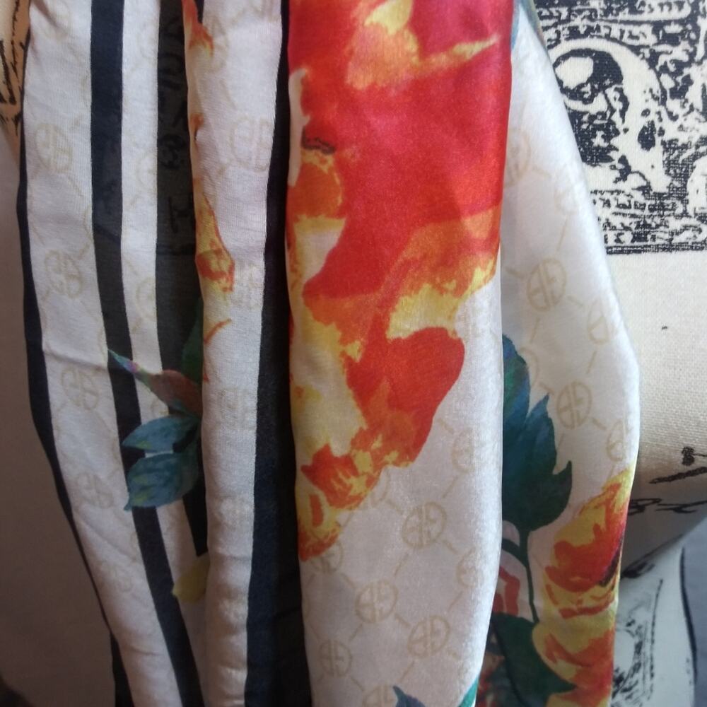 Giani Bernini GB Floral Logo Scarf Chic Slinky - Picture 5 of 11